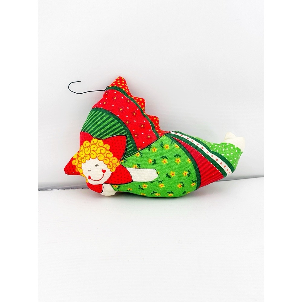 Vintage 1970's Fabric Angel Christmas Pattern Ornament. Calico Patterns Design.
